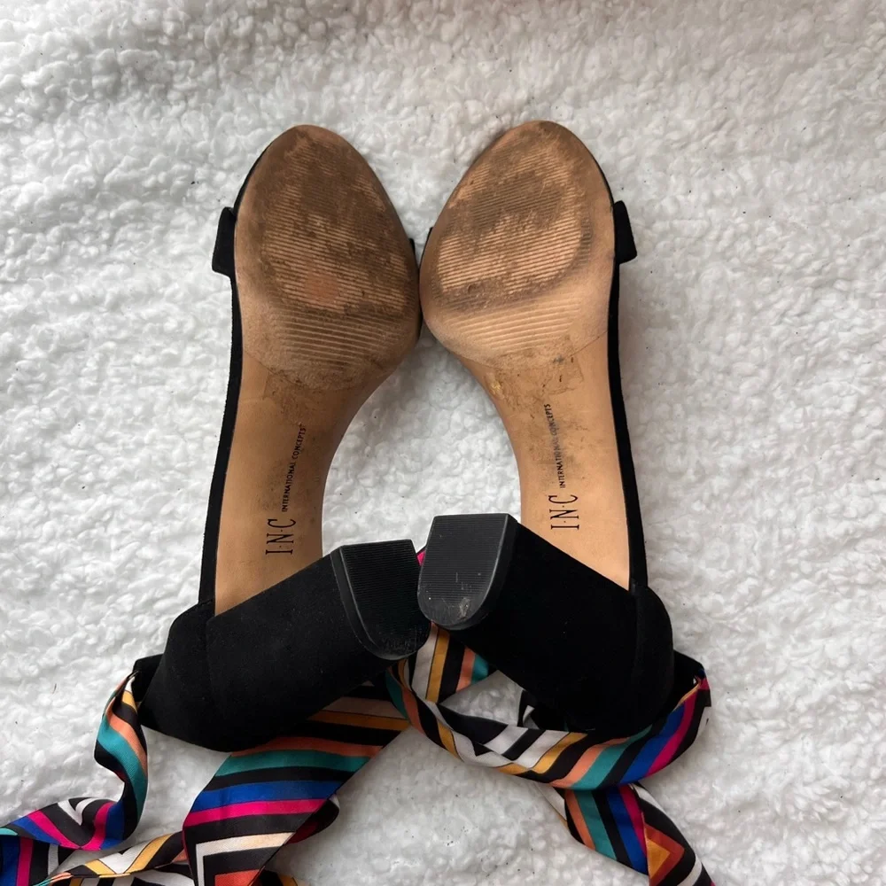 INC Ankle Ribbon Tie Heels Multicolor Sz 9 - Picture 5 of 5